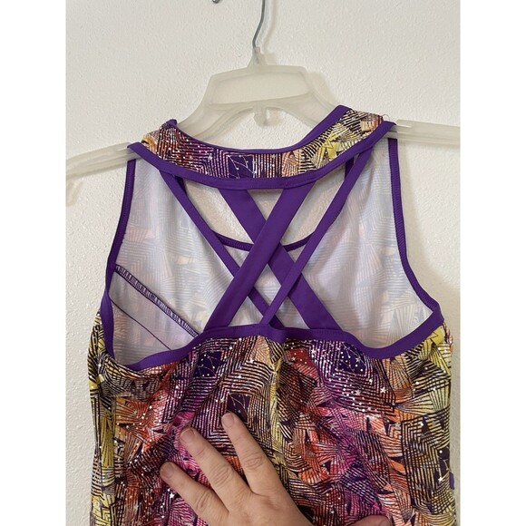 Danskin Girls XL 14/16 LeotardFreestyle Unitard Dance Gymnastics Crisscross Purp - Picture 2 of 6